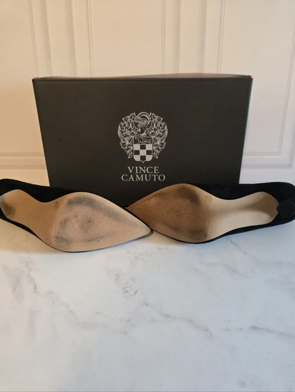 Vince Camuto Black Suede Pointed-Toe Heels